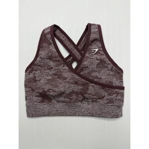 Gymshark Medium Red Adapt Camo Seamless Criss Cross Back Sports Bra w/ Pads P78C